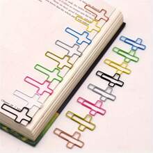 15/30/50Pcs High-Quality Cross Shaped Paper Clips With Metal Coating - Office Supplies, Paper Clips, File Holders, Bookmark Holders, Multi-Color - Multicolor - View 1