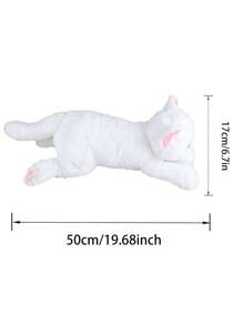 Molutian 19.68 英寸 3D 仿真猫毛绒短毛猫逼真毛绒可拥抱猫玩具可爱猫咪毛绒沙发装饰垫生日礼物男孩女孩婴儿玩具，儿童玩具猫，儿童玩具 - 白色 - 查看 3