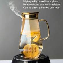 1.7 Liter/58oz Glass Pitcher With Lid Water Carafe Jug With Spout Handle For Hot/Cold Water Tea Beverage