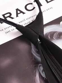 1pc Korean Style No-Tie Black Necktie For Students, Casual Loose Necktie For Shirt, Black Necktie For Formal Wear, Black Security Necktie Decor - Multicolor - View 4