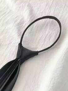 1pc Korean Style No-Tie Black Necktie For Students, Casual Loose Necktie For Shirt, Black Necktie For Formal Wear, Black Security Necktie Decor - Multicolor - View 5