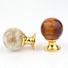 1pc Resin Amber Color Shell & Tiger Eye Cabinet Drawer Door Handle, Kitchen Furniture Hardware - Multicolor - View 4