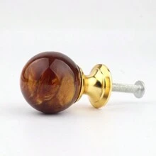 1pc Resin Amber Color Shell & Tiger Eye Cabinet Drawer Door Handle, Kitchen Furniture Hardware - Multicolor - View 6