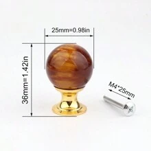 1pc Resin Amber Color Shell & Tiger Eye Cabinet Drawer Door Handle, Kitchen Furniture Hardware - Multicolor - View 3