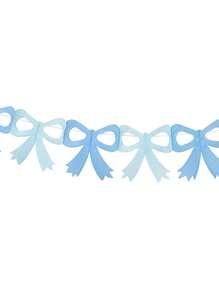 1pc Pink And Blue Paper Bow Flag, Cute And Sweet Decorative Banner For Birthday Party Decoration