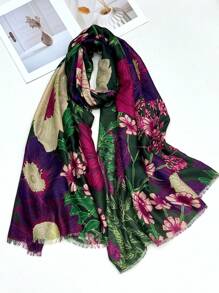 New Simple Print Women Scarf Fashion Neck Wrap Spring/Summer Sun Protection Beach Shawl Linen Feel For Ladies - Multicolor - View 11