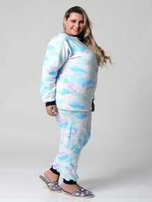 Plus Size Pajama Sets - 藍色 - 查看 5