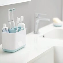 Caixa de armazenamento de escova de dente rede múltipla - Azul e Branco - Visão 7