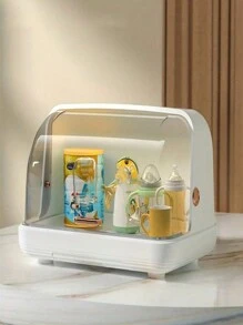 1入組36*26*23英吋嬰兒奶瓶收納盒，家用茶杯排水收納架，嬰兒餐具收納盒，大容量＆防塵＆可移動嬰兒用品收納盒 - 白色 - 查看 9