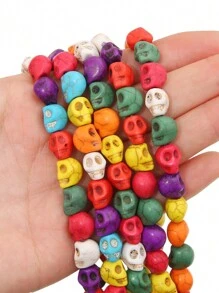 beadia 6/8/10 毫米骷髅形白纹石绿松石散珠适用于制作珠宝 DIY 手链和项链