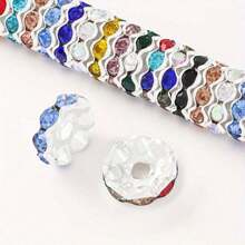 30 件 12 毫米混色波浪水晶珠隔珠适用于 DIY 珠宝制作笔手链工艺配件 - 浪邊鑽圈 - 查看 3