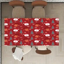 1 khăn trải bàn tiệc Giáng sinh, khăn trải bàn bằng polyester chống trượt bền, khăn trải bàn hình chữ nhật có thể giặt bằng máy, dùng để trang trí và ăn mừng ngày lễ, trang trí nhà cửa, quà tặng Giáng sinh - Nhiều màu - Xem 18