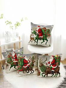 4 vỏ gối polyester nhung ngắn phong cách Giáng sinh mới, vỏ gối sofa - Nhiều màu - Xem 3