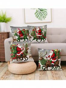 4 vỏ gối polyester nhung ngắn phong cách Giáng sinh mới, vỏ gối sofa - Nhiều màu - Xem 1