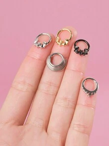 1 pieza Pendiente de cartílago, hélix, oreja tragus, nariz de acero inoxidable con diseño de araña, murciélago, serpiente, estrella