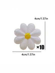 10pcs Daisy Embroidered Patch, Daisy Shaped Flower Design Iron-On Patch, Embroidered Daisy Patch For DIY Sewing  ,Suitable For Diy Clothing, Hats, Bags, Shoes, Phone Cases, Iron-On Design