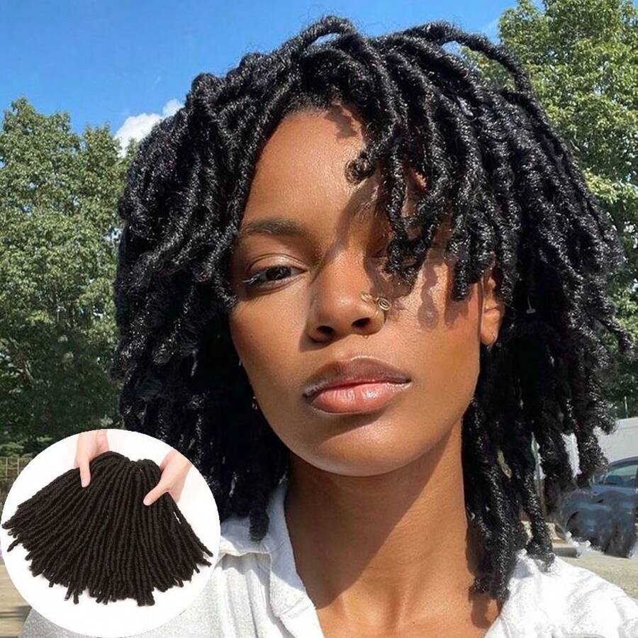 Short Dreadlock Crochet Hair Bundles Synthetic Hair Faux Locs 8 Inches Soft Locs Pre-Twisted Locs Braids Dreadlock Locs 20 Strands/Pack Pre-Looped Crochet Hair For Women Daily Use