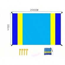 大号格子沙滩垫，便携式野餐垫，适合海滩、露营、野餐等户外活动 - 彩色 - 查看 11