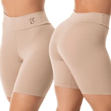 KIT 2 Shorts Second Skin Cos High Double Bermuda Anagua Shapewear Lingerie - Màu nâu Sô-cô-la - Xem 2