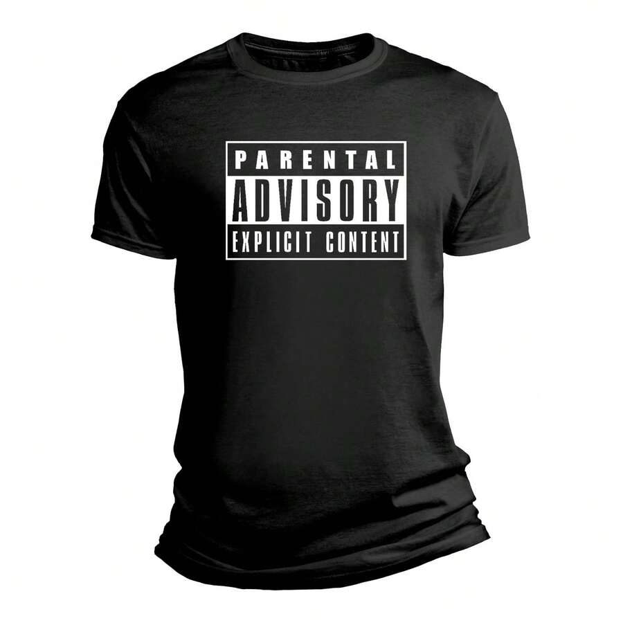 Playera Parental Advisory Content Contenido Explícito Música Algodón - Negro - Ver 1