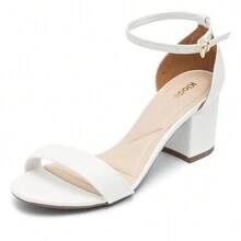 Klode Women's Sandal, Medium Thick Block Heel, White, Comfortable, Casual, Versatile, Everyday - trắng - Xem 2