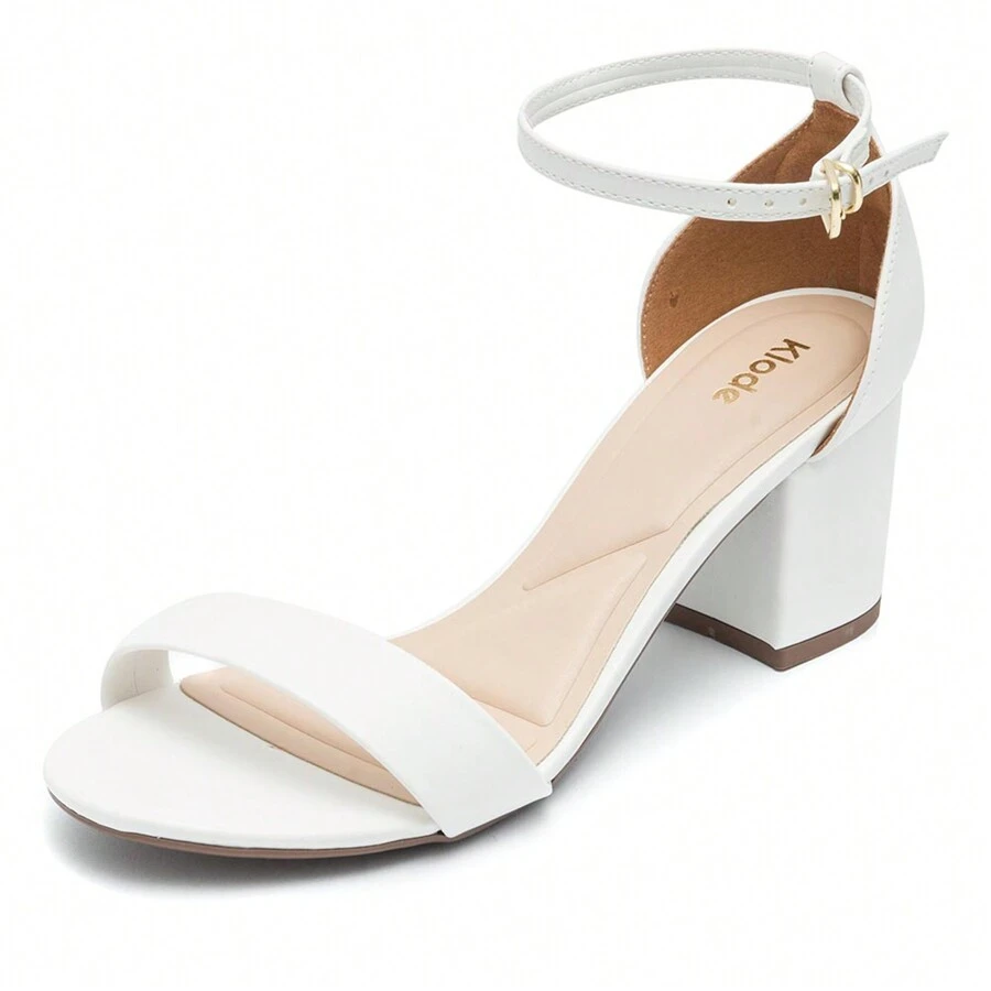 Klode Women's Sandal, Medium Thick Block Heel, White, Comfortable, Casual, Versatile, Everyday - trắng - Xem 1