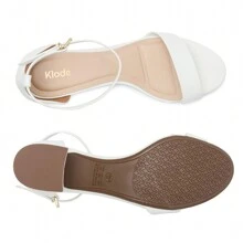 Klode Women's Sandal, Medium Thick Block Heel, White, Comfortable, Casual, Versatile, Everyday - trắng - Xem 4