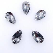 Slim Water Drop Shape Glass Multi Colors Shape Shiny Handmade Sewing Crystal Hand Sewn Rhinestone  Decoration Beads Flat Back With Holes Gems DIY Accessories Sew On Stones Strass For Decorating Clothes, Dress, Bags, Shoes, Brooches, Earrings, Handicrafts - Multicolor - View 28