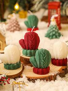 1PC 圣诞香味羊毛迷你手套蜡烛圣诞礼物小礼物创意摆件香薰蜡烛 - 彩色 - 查看 6