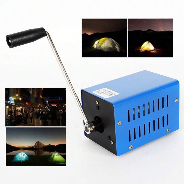Portable Hand Manual Crank 20W Emergency Power Generator Electric USB Charger Multifunction Hand Crank Generator For Camping Emergency Survival - Blue - View 1