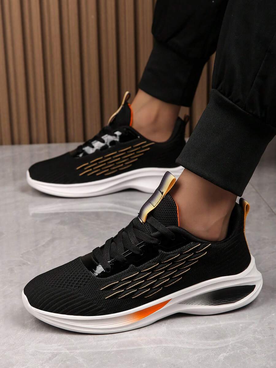 Men's Fashion Fishscale Knitted Mesh Sports Running Shoes - Extremely Comfortable, Highly Breathable, Non-Slip Soles - Lace-Up Athletic Shoes For Outdoor Adventure And Active Lifestyle