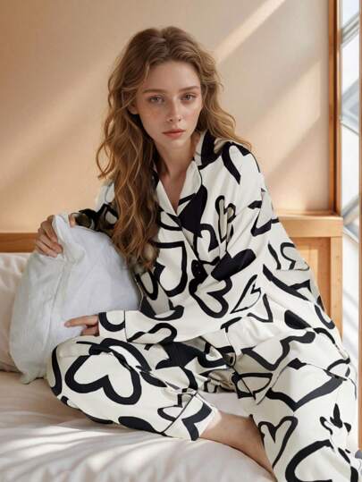 Conjunto de pijamas femininos casuais e confortáveis, 2 peças, respirável e leve, primavera-verão, conjunto de duas peças