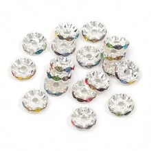 30 件 12 毫米混色波浪水晶珠隔珠适用于 DIY 珠宝制作笔手链工艺配件 - 浪邊鑽圈 - 查看 15