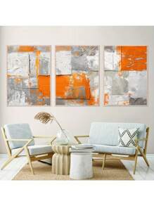 Abstract Style Canvas Wall Art Set Of 3, Frameless Poster For Living Room, Kitchen Decor - Modern Wall Decoration For Home And Office