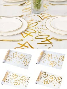 1 قطعة عداء طاولة ذهبي مطبوع بالحرارة لحفلة عيد الميلاد، علم طاولة لحفلة عيد الميلاد 18/30/40/50/60، غطاء طاولة من شبكة البوليستر المطلي بالذهب مقاس 28*275 سم، ديكور حفلة عيد الميلاد والذكرى السنوية، منشفة طاولة عيد الميلاد، ديكور المنزل، ديكور الطاولة، ديكور المطبخ والمائدة، زينة الصحون والأطباق، ديكور ذهبي، عيد الميلاد