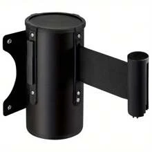 Queue Barrier Belt 5M Wall Mounted Retractable Red Security Belt Rope Barrier With Stainless Steel Support For Outdoor Ribbon Control Crowd (Black) - Black - View 1