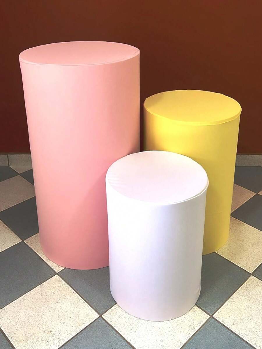 Cylinder Trio Cover Kit Easy Dress Party Decoration - Various Colors - TRẮNG - VÀNG - HỒNG - Xem 1