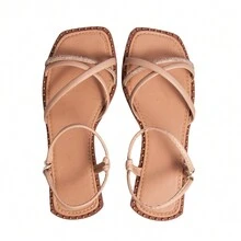 2 In 1 Flat Sandal With Shiny Straps - 米色 - 查看 3