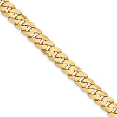 The Black Bow Men's 6.1mm 14k Yellow Gold Beveled Solid Curb Chain Necklace