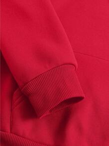 Custom Text Women's Hooded Sweatshirt - Personalize Add Your Own Text/Name To Design Your Personalized Printed Sweatshirt, Women Tops ,Fall Tops ,Red Top,Custom Top,Custom Sweatshirt,Winter Clothes,Personalized Text,Red Long Sleeve - Red - View 5