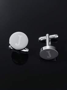 1 paire Boutons De Manchette De Simple Et À La Mode Pour Homme laser 26 Alphabet Anglais