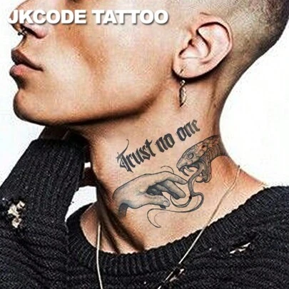 JKCODE TATTOO Trust No One: Viper, Rock-N-Roll, Hip Hop, Cold-Hearted, Herbal Tattoo Sticker, Waterproof, Lasts Up To 15 Days Temporary Tattoo For Neck & Hand