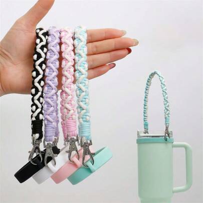 1 件，适用于 16-40 盎司水杯硅胶雏菊杯带，可调节便携式水瓶架挂绳，水杯挂绳硅胶圈，可调节便携式水瓶杯带吊坠，适合上学、徒步旅行、户外使用