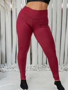 Women's 3D Polyamide Leggings In Wine Color - Hồng - Xem 9