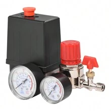 Regulador de válvula de control de interruptor de presión de compresor de aire pequeño con medidores - Negro - Ver 4