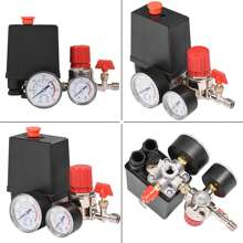 Regulador de válvula de control de interruptor de presión de compresor de aire pequeño con medidores - Negro - Ver 8
