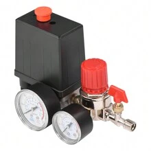Regulador de válvula de control de interruptor de presión de compresor de aire pequeño con medidores - Negro - Ver 5