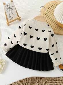 2 件套年轻女孩针织毛衣开衫和裙子套装，秋冬装