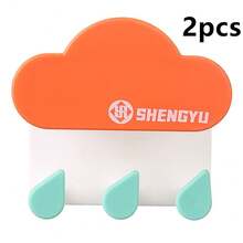 2个云朵和水滴挂钩，浴室免钻，强力承重粘性挂袋，钥匙配件，无痕粘性挂钩，浴室门厅，卧室，衣柜挂钩 - 彩色 - 查看 15