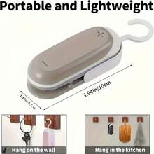 1 件塑料按压封口机密封夹，便携式封口机食品袋密封（由 2 节 AA 电池供电，不含电池）-厨房配件 - 灰色 - 查看 8